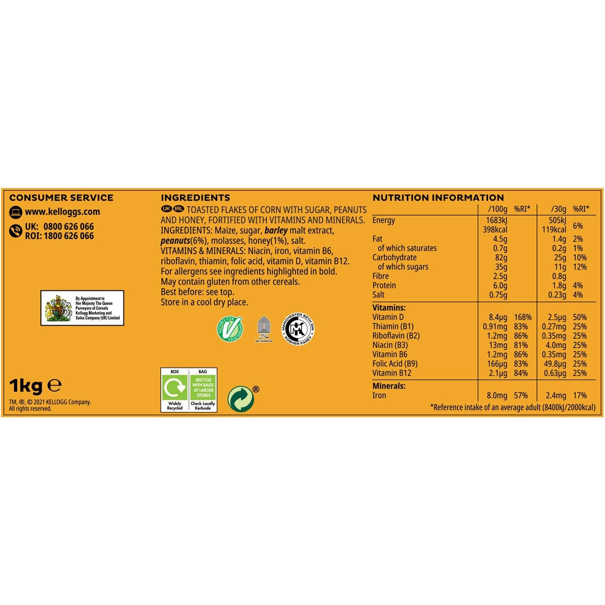 Kellogg's Crunchy Nut, 2 x 1kg