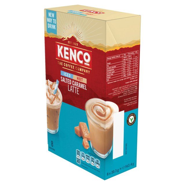 Kenco Salted Caramel Iced Hot Latte Instant Coffee 8 Sachets 8 per pack