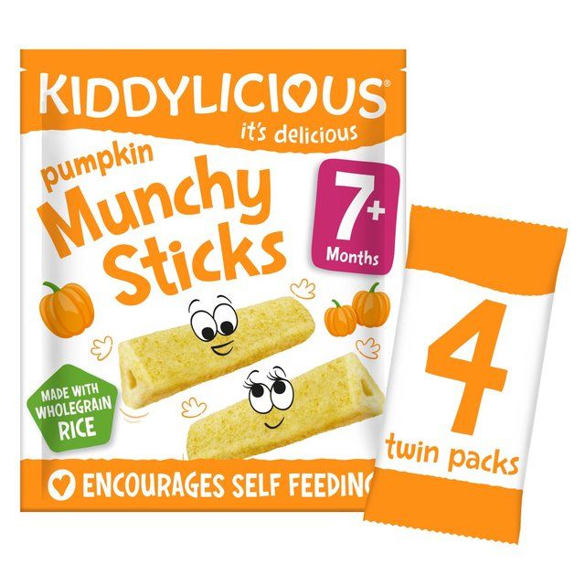 Kiddylicious Pumpkin Munchy Sticks Baby Snacks Multi 4 x 4g