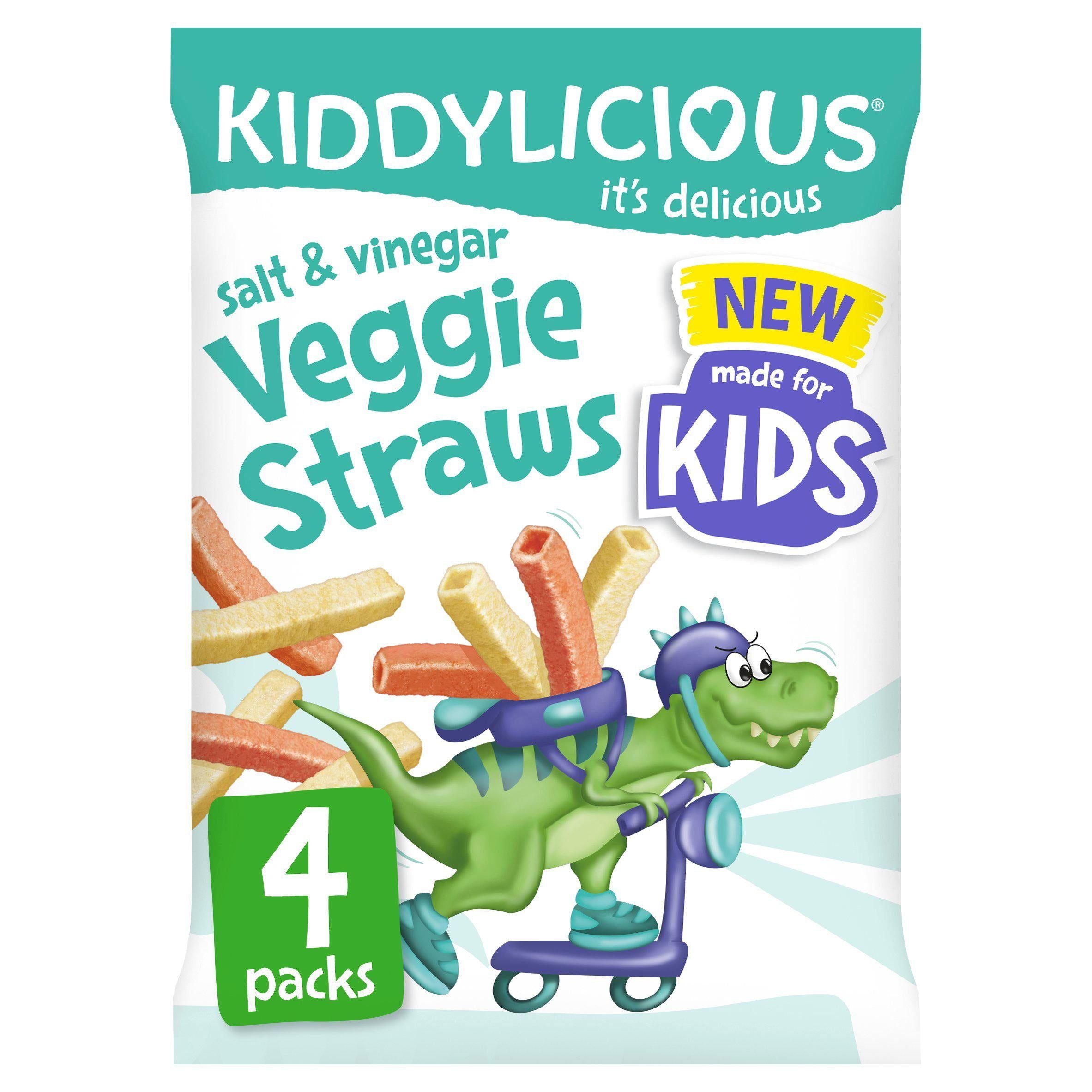 Kiddylicious Salt & Vinegar Veggie Straws Kids Snacks 4x12g