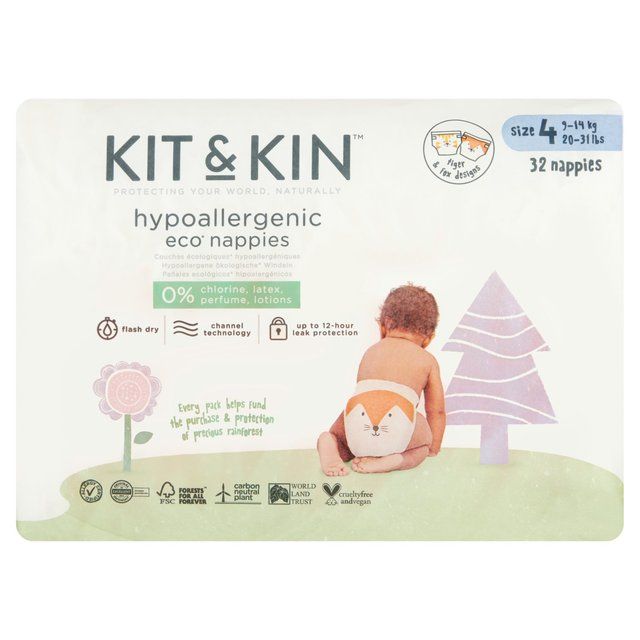 Kit & Kin Eco Nappies Size 4 (9-14kg) 32 per pack