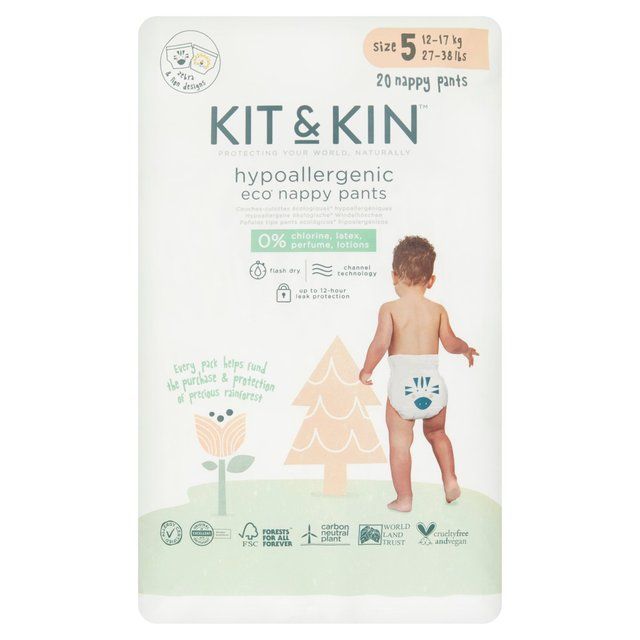 Kit & Kin Eco Nappy Pants Size 5 (12-17kg) 20 per pack
