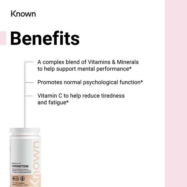 Known Cognition Orange Vegan Gummy Supplements x 60