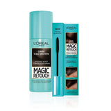 L'Oreal Magic Retouch Dark Iced Brown 75ml & Precision Instant Grey Concealer Brush Set