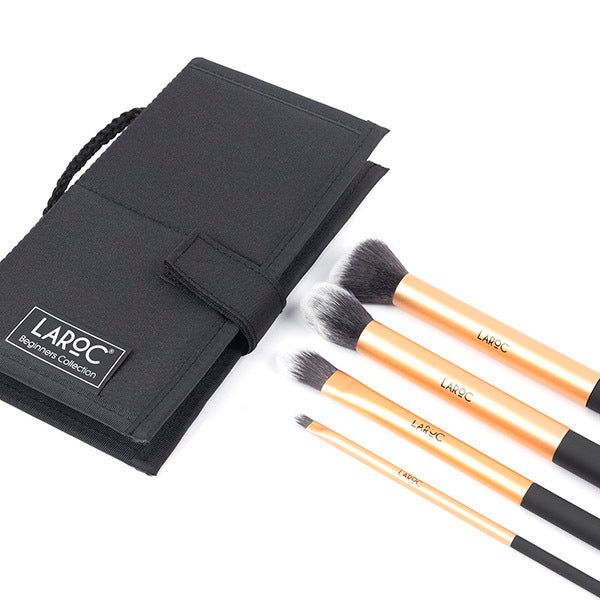 LaRoc 4pc Piece Makeup Brush Set - With Carry Case