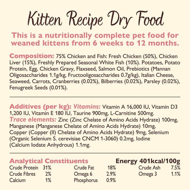 Lily's Kitchen Cat Chicken & White Fish Dry Kitten Food 800g