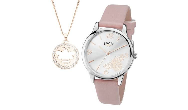 Limit Ladies Faux Leather Gift Set with Bee Pendant Watch