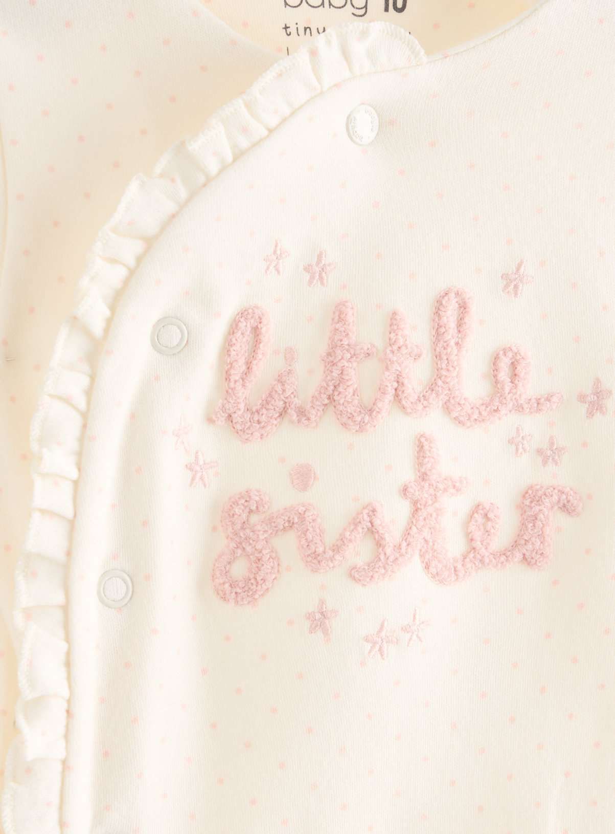 Little Sister Frill Cream Long Sleeve Sleepsuit 6-9 months