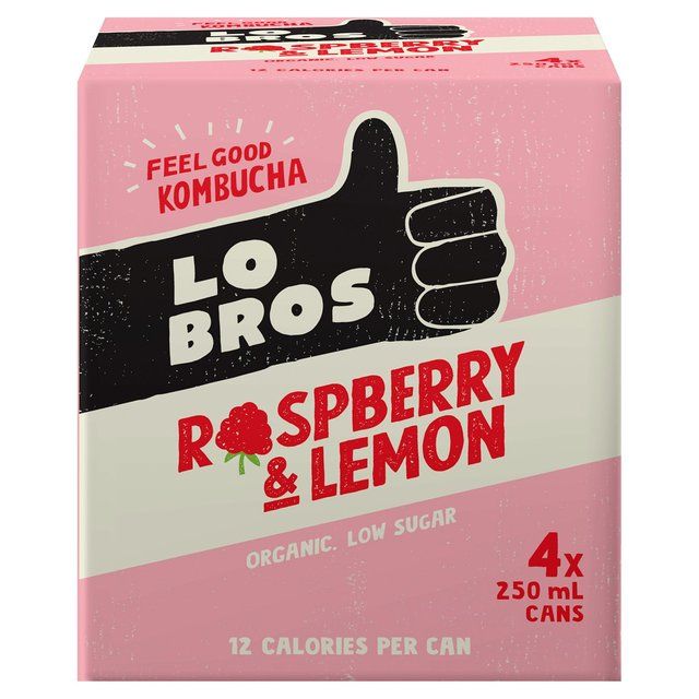 Lo Bros Kombucha Raspberry & Lemon Low Sugar Multipack 4 x 250ml