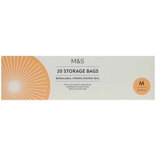 M&S 20 Medium Resealable Storage Bags 20 per pack