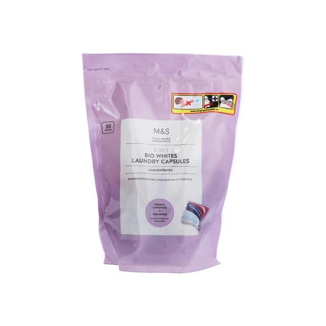 M&S 3 in 1 Bio Whites Laundry Capsules 30 per pack