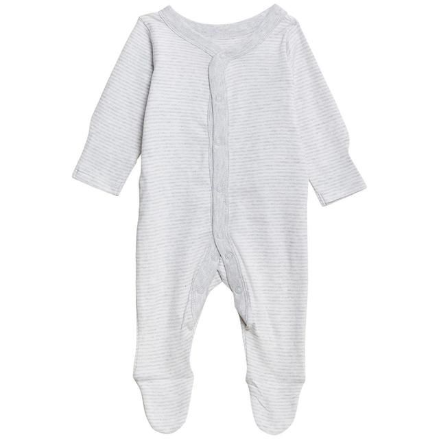 M&S 3 Pack Lion Sleepsuits Silver Grey 0-3 Years