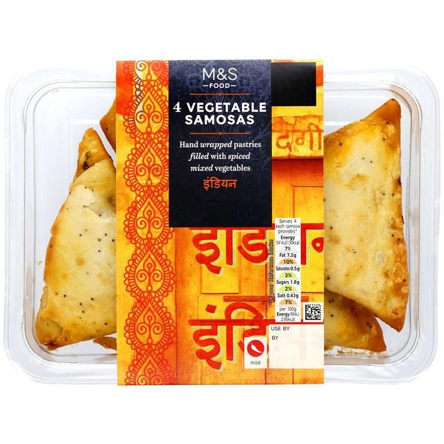 M&S 4 Hand Wrapped Vegetable Samosas 220g