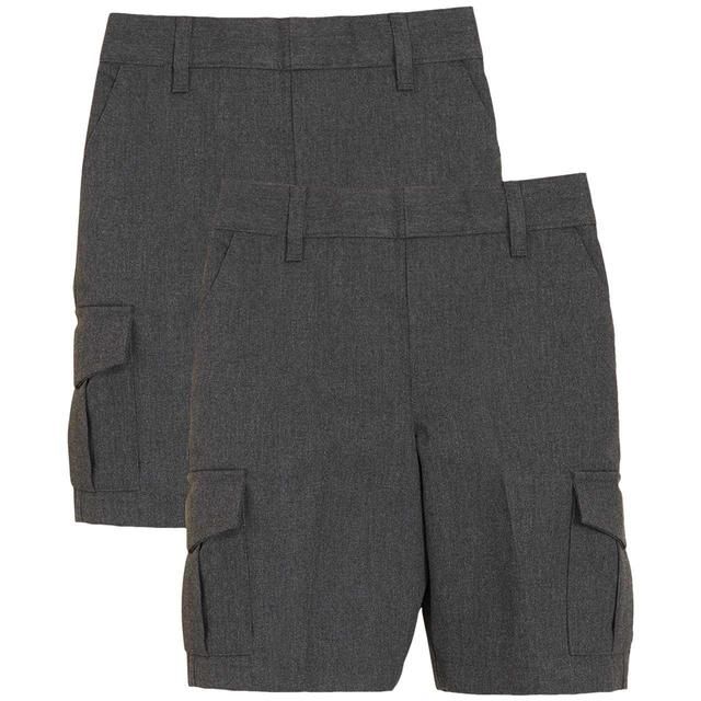 M&S Boys 2pk Cargo School Shorts Grey 3-4 Yrs 2 per pack