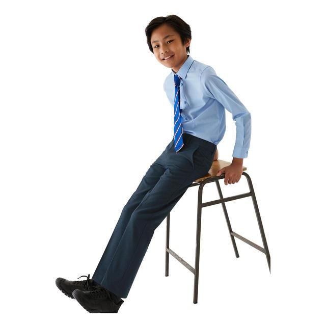 M&S Boys 2pk Navy Regular Leg School Trousers 4-13 Years