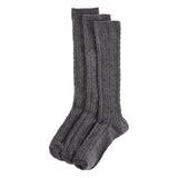 M&S Cable Knee High Socks Grey Marl 6-8 3 per pack