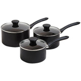 M&S Collection 3 Piece Black Aluminium Non Stick Pan Set 'One Size Black 3 per pack