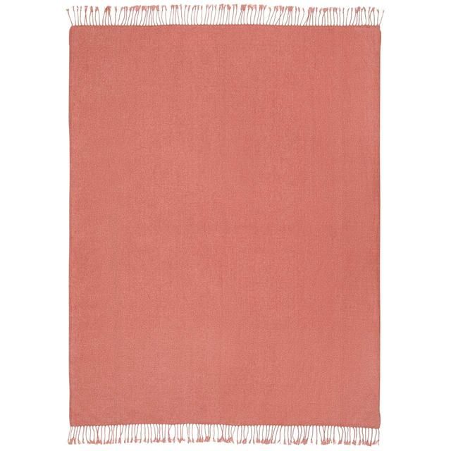 M&S Collection Chenille Plain Throw One Size Clay