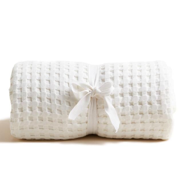 M&S Cotton Waffle Throw One Size White