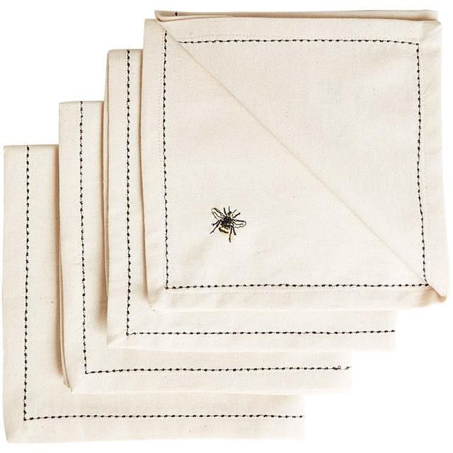M&S Embroidered Bee Cotton Napkins 4 per pack