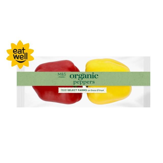 M&S Organic Peppers 2 per pack