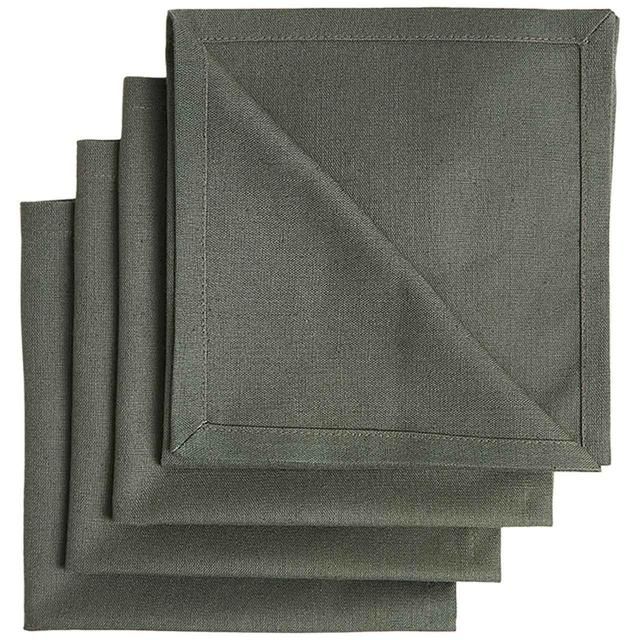 M&S Set of 4 Cotton Rich Napkins with Linen Khaki 4 per pack
