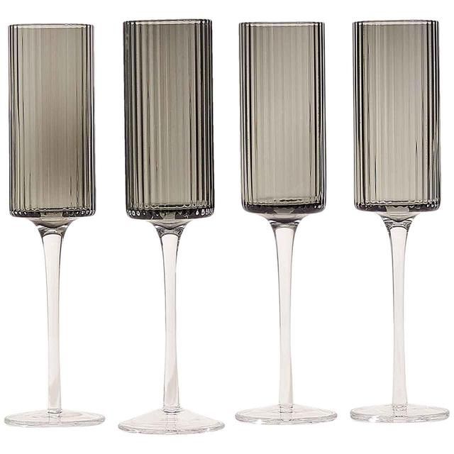 M&S Set of 4 Handmade Celine Champagne Flutes Grey 4 per pack