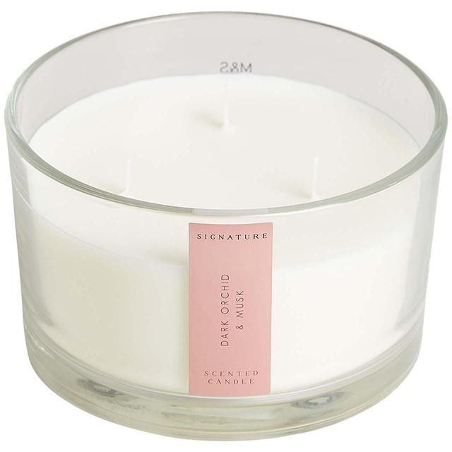 M&S Signature Dark Orchid & Musk 3 Wick Candle Pink Mix