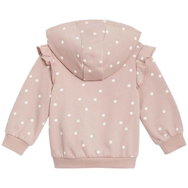 M&S Spot Print Frill Hoodie 0 Months-3 Years Pink