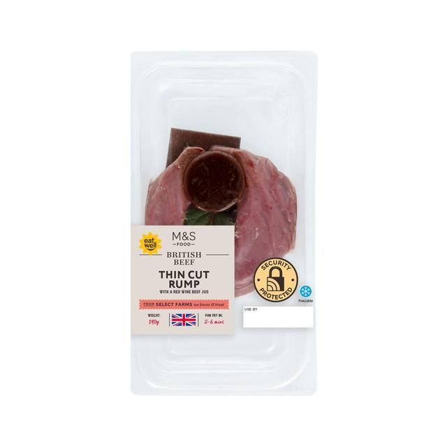 M&S Thin Cut Rump Steak with Red Wine Beef Jus 190g