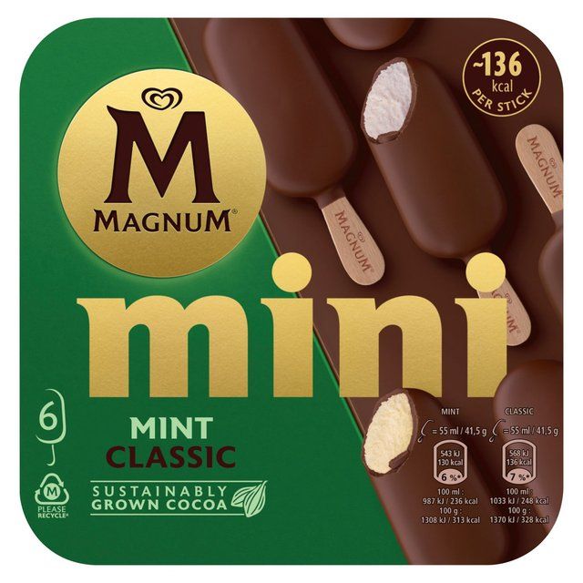 Magnum Mini Classic & Mint Ice Cream Sticks 6 x 55ml