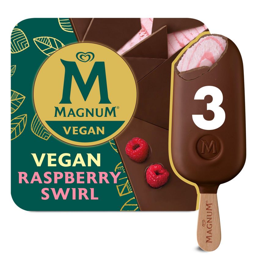 Magnum Vegan Ice Cream Sticks Raspberry Swirl 3 x 90 ml