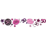 Amscan 1.2oz Pink 50th Birthday Sparkling Confetti