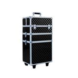 Livingandhome Diamond Pattern Cosmetic Makeup Train Case