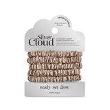 Silver Cloud Silver Ion Infused Satin Skinny Scrunchies Caramel 5 Pack