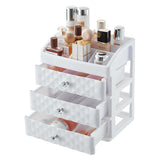 Livingandhome Plastic Makeup Organizer with 3 Drawers White
