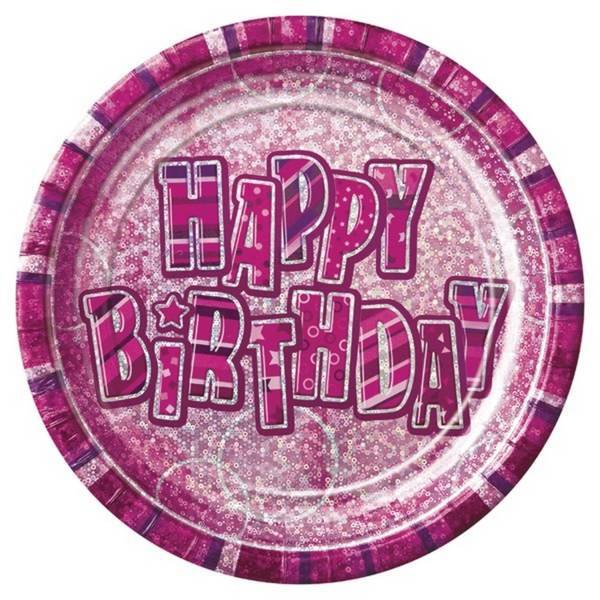 Unique 9 Inch Prism Plates - Pink Glitz