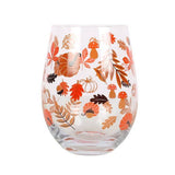 Something Different Autumn Leaves And Pumpkins Wine Glass