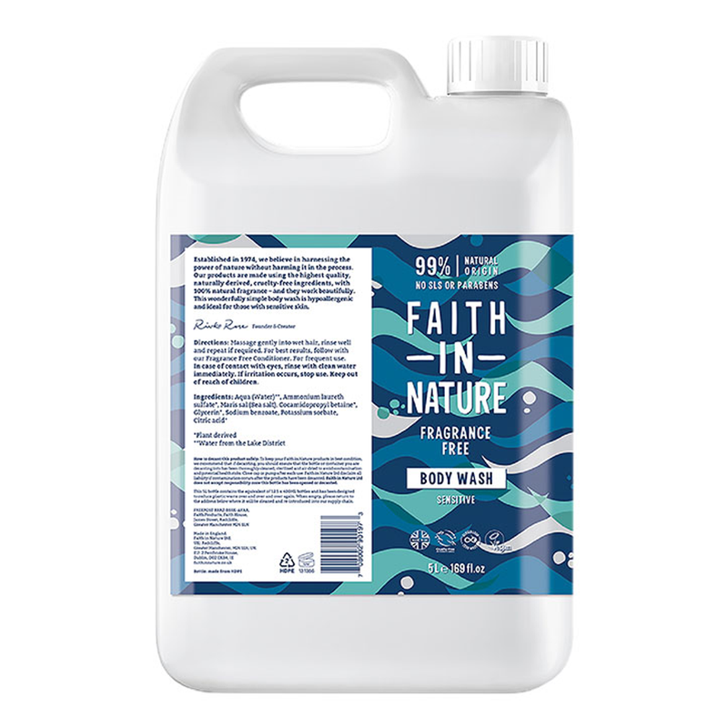 Faith in Nature Fragrance Free Body Wash 5L