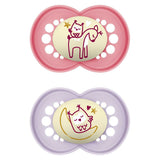MAM Night 6+ Months Soother 2 Pack - Pink