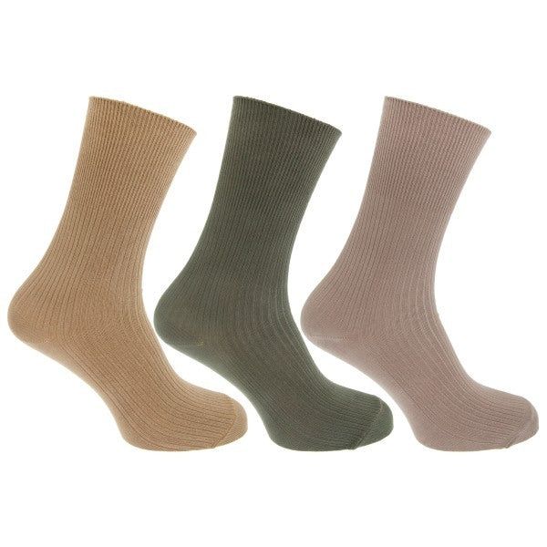 Mens Bamboo Viscose Socks (Pack Of 3) (UK Shoe 6-11) Beige/Green / 1EA