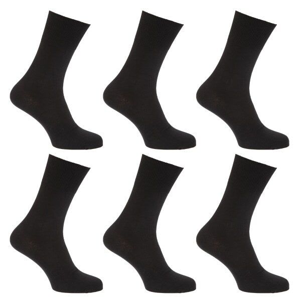 Mens Non Elastic Diabetic Socks (Pack Of 6) (UK Shoe 6-11) Black / 1EA