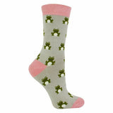 Miss Sparrow Ladies Animal Design Bamboo Socks 4-7 UK Frogs (Silver) / 1EA