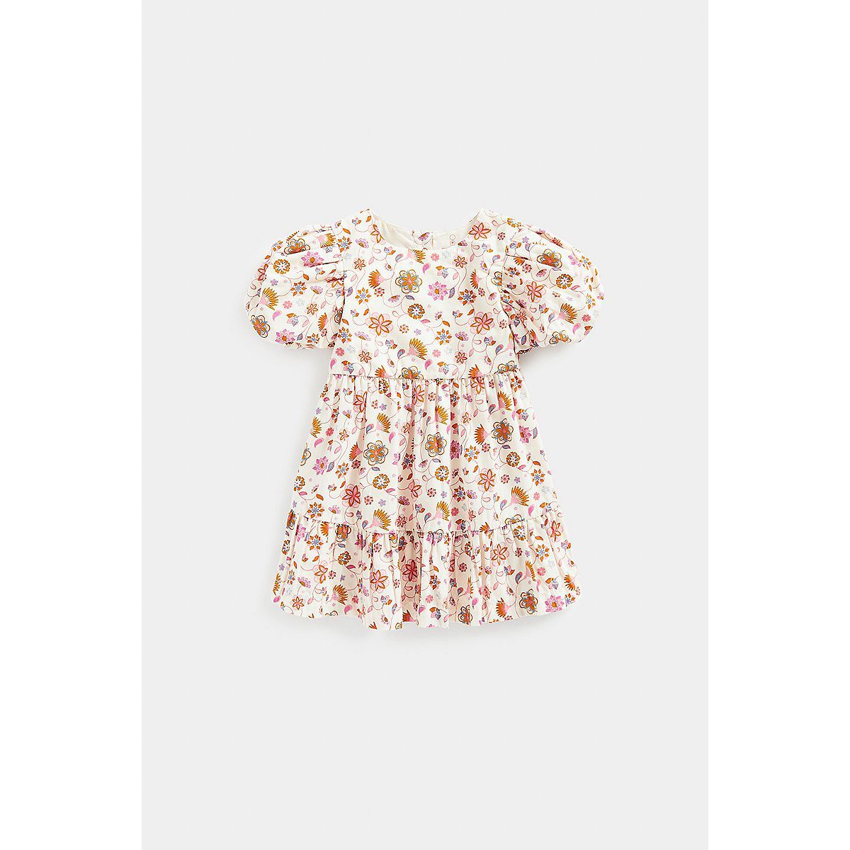 Mothercare Floral Puff-Sleeved Tiered Dress