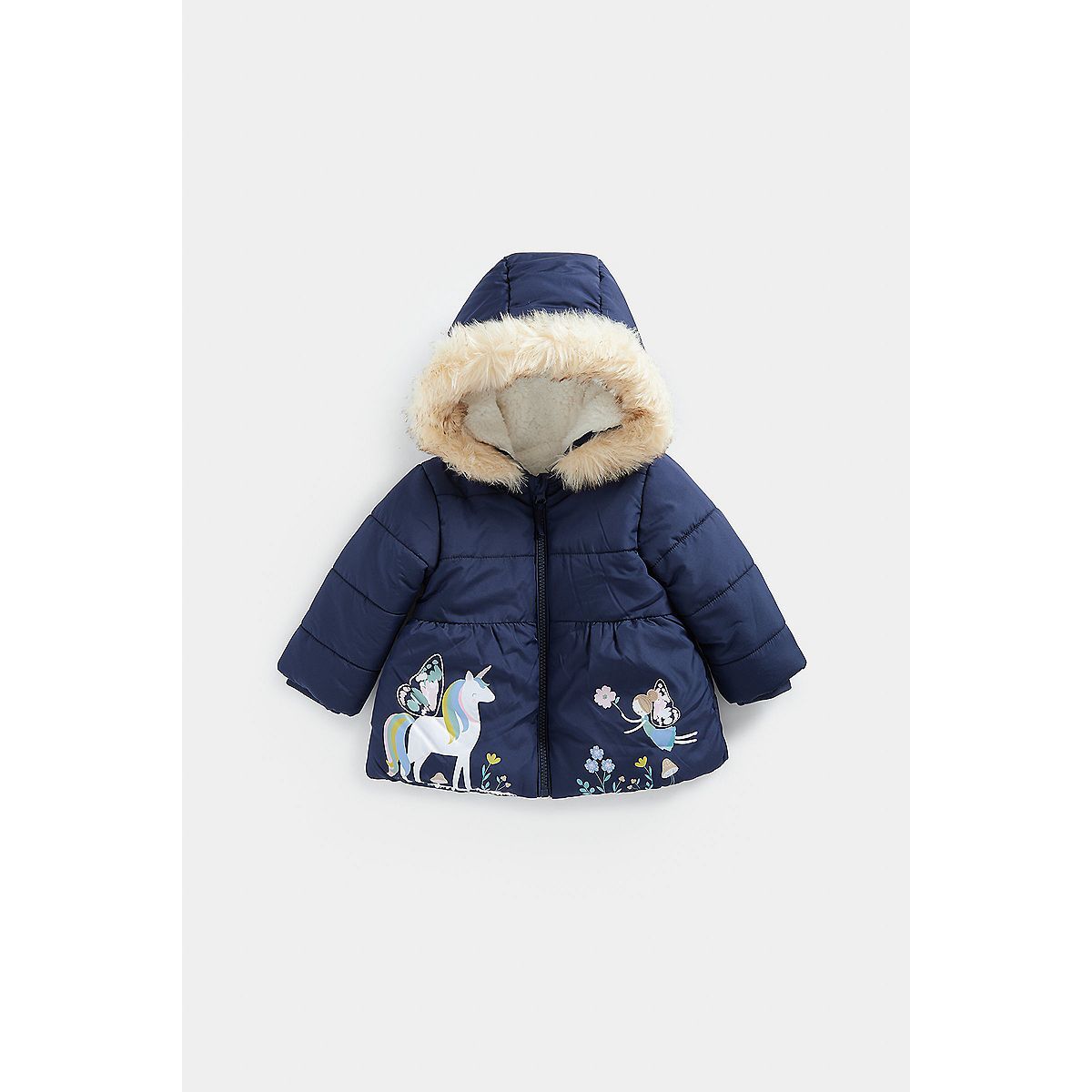 Mothercare Navy Border-Print Padded Coat