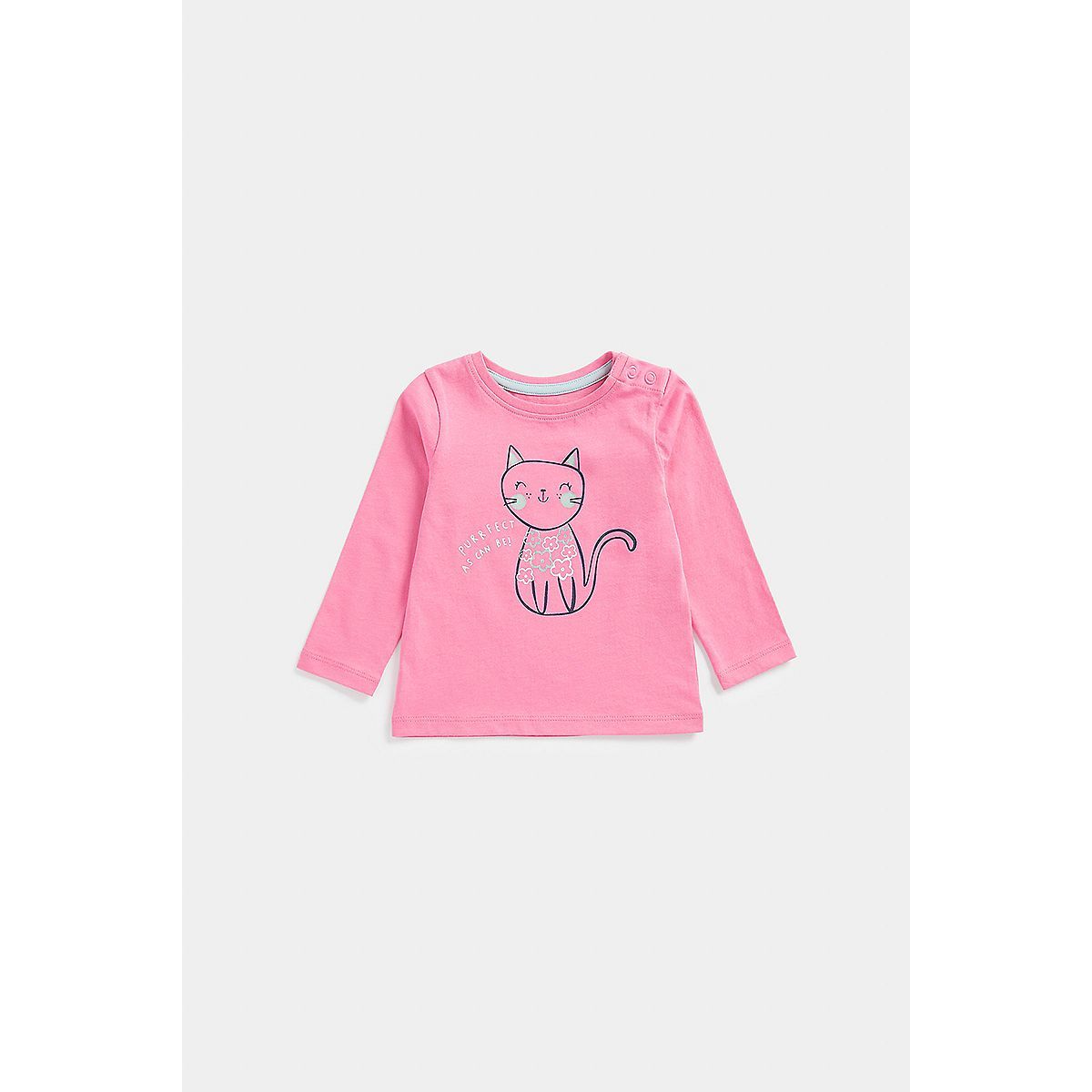 Mothercare Pink Cat Long-Sleeved T-Shirt