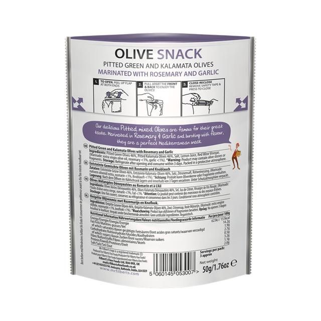 Mr Filberts Olive Snacks Mixed Olives with Rosemary & Garlic 50g