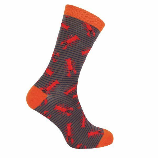 Mr Heron Mens Animal Design Bamboo Socks 6-11 UK Lobster (Grey) / 1EA