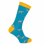 Mr Heron Mens Novelty Bamboo Socks with Dogs On 6-11 UK Greyhound (Teal) / 1EA