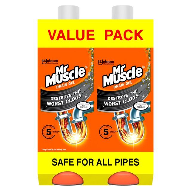 Mr Muscle Power Gel Drain & Sink Unblocker Twin Pack 2 x 1L